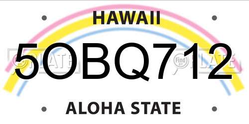 5OBQ712 Hawaii License Plate