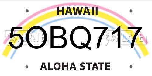5OBQ717 Hawaii License Plate