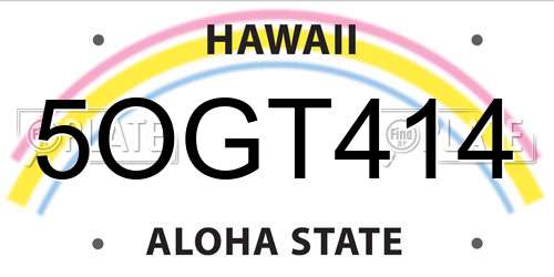 5OGT414 Hawaii License Plate