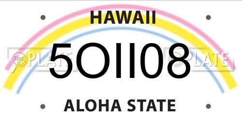 5OII08 Hawaii License Plate