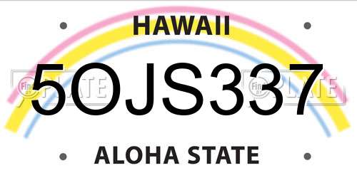 5OJS337 Hawaii License Plate