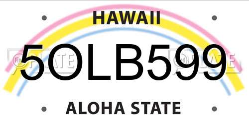 5OLB599 Hawaii License Plate