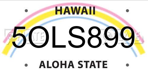 5OLS899 Hawaii License Plate