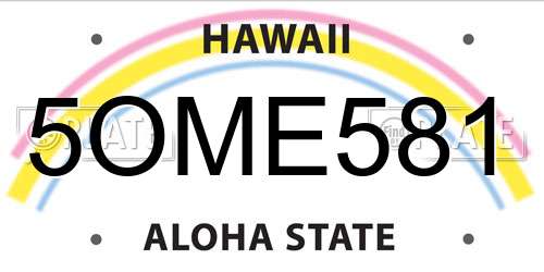 5OME581 Hawaii License Plate