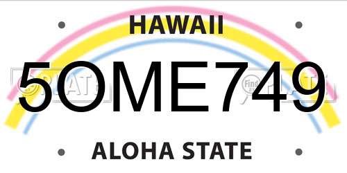 5OME749 Hawaii License Plate