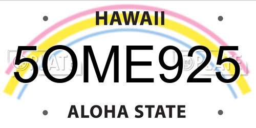 5OME925 Hawaii License Plate