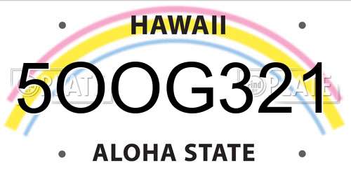 5OOG321 Hawaii License Plate