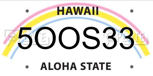 5OOS33 Hawaii License Plate