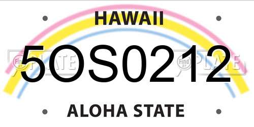 5OS0212 Hawaii License Plate