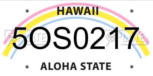 5OS0217 Hawaii License Plate