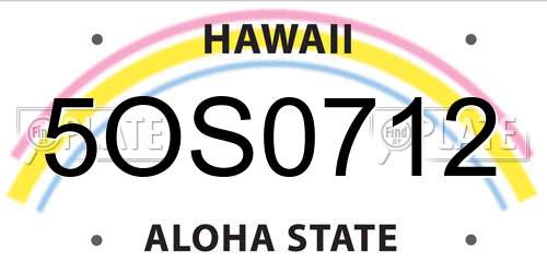 5OS0712 Hawaii License Plate