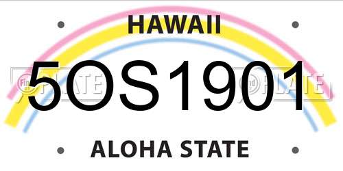 5OS1901 Hawaii License Plate