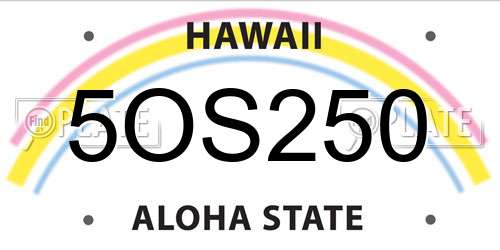 5OS250 Hawaii License Plate