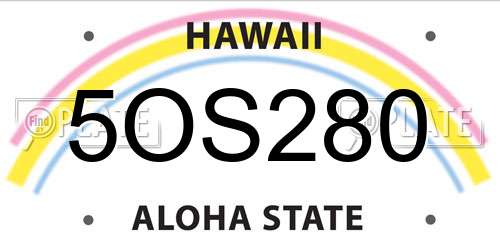 5OS280 Hawaii License Plate