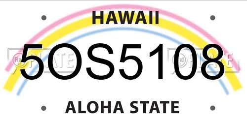5OS5108 Hawaii License Plate