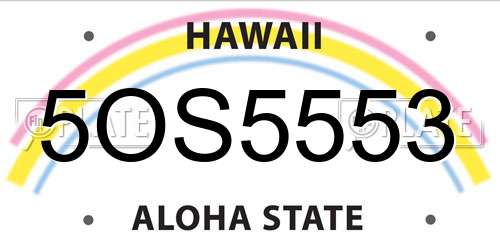 5OS5553 Hawaii License Plate