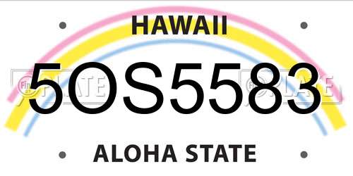 5OS5583 Hawaii License Plate