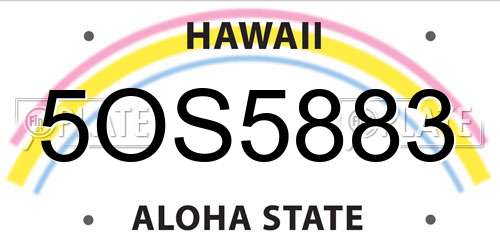 5OS5883 Hawaii License Plate