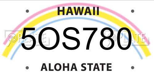 5OS780 Hawaii License Plate