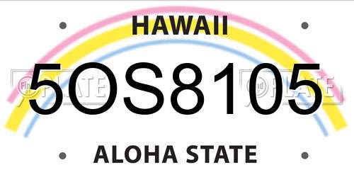5OS8105 Hawaii License Plate