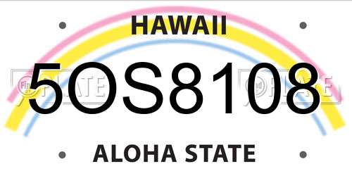 5OS8108 Hawaii License Plate
