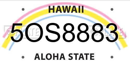 5OS8883 Hawaii License Plate