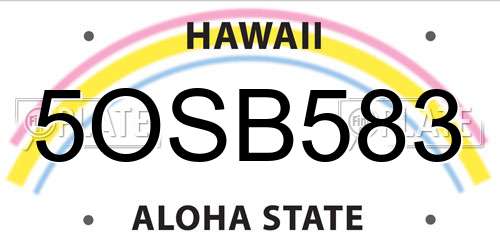 5OSB583 Hawaii License Plate