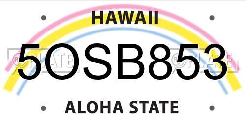 5OSB853 Hawaii License Plate