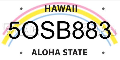 5OSB883 Hawaii License Plate