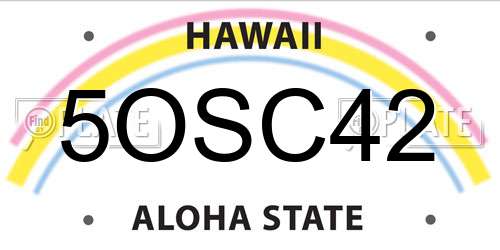 5OSC42 Hawaii License Plate