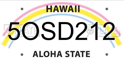 5OSD212 Hawaii License Plate