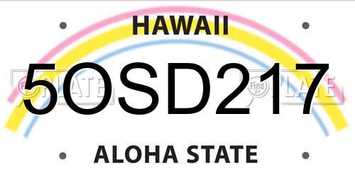 5OSD217 Hawaii License Plate
