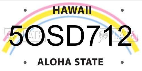 5OSD712 Hawaii License Plate