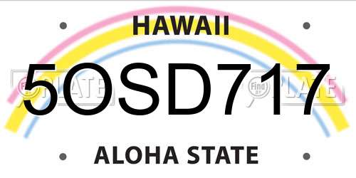 5OSD717 Hawaii License Plate