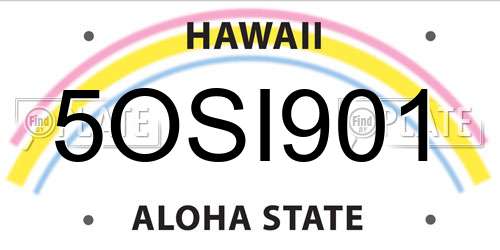 5OSI901 Hawaii License Plate