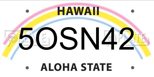 5OSN42 Hawaii License Plate