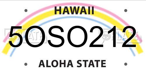 5OSO212 Hawaii License Plate