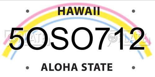 5OSO712 Hawaii License Plate