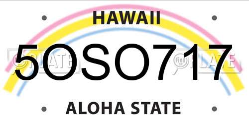 5OSO717 Hawaii License Plate