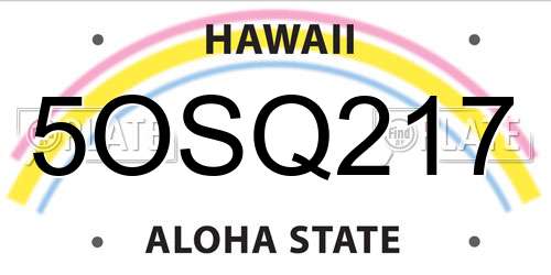 5OSQ217 Hawaii License Plate