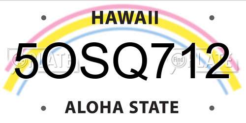 5OSQ712 Hawaii License Plate
