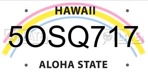 5OSQ717 Hawaii License Plate