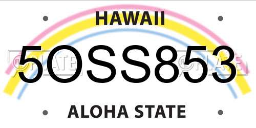 5OSS853 Hawaii License Plate
