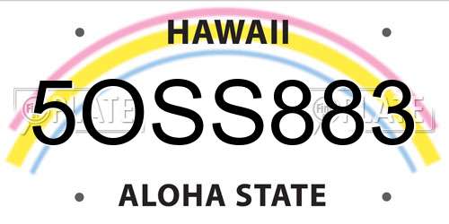 5OSS883 Hawaii License Plate