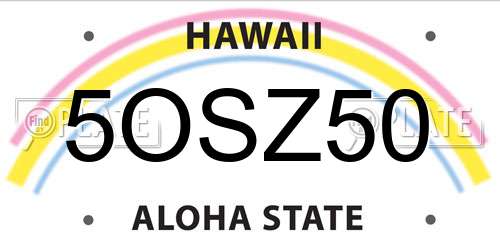 5OSZ50 Hawaii License Plate