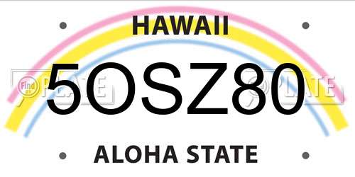 5OSZ80 Hawaii License Plate