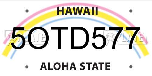 5OTD577 Hawaii License Plate