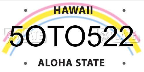 5OTO522 Hawaii License Plate