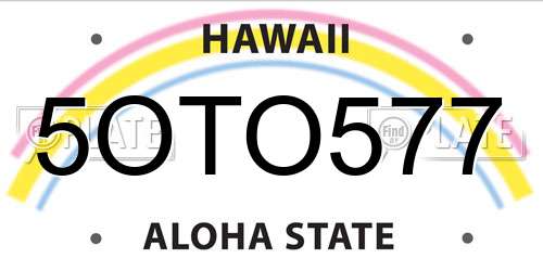 5OTO577 Hawaii License Plate