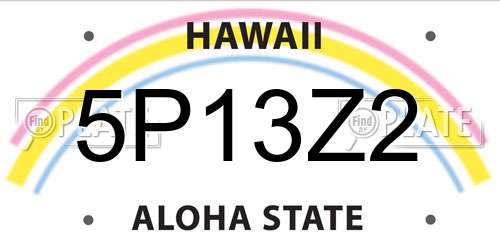5P13Z2 Hawaii License Plate